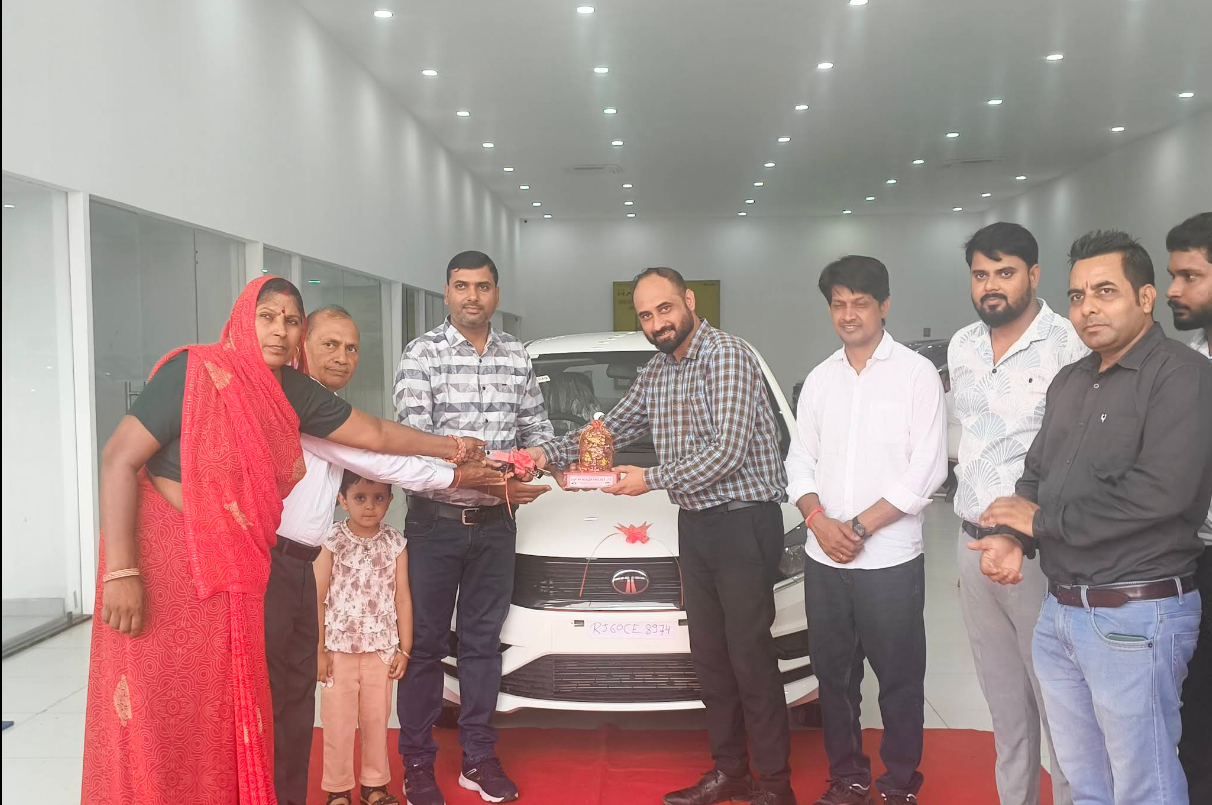 Happy family at showroom