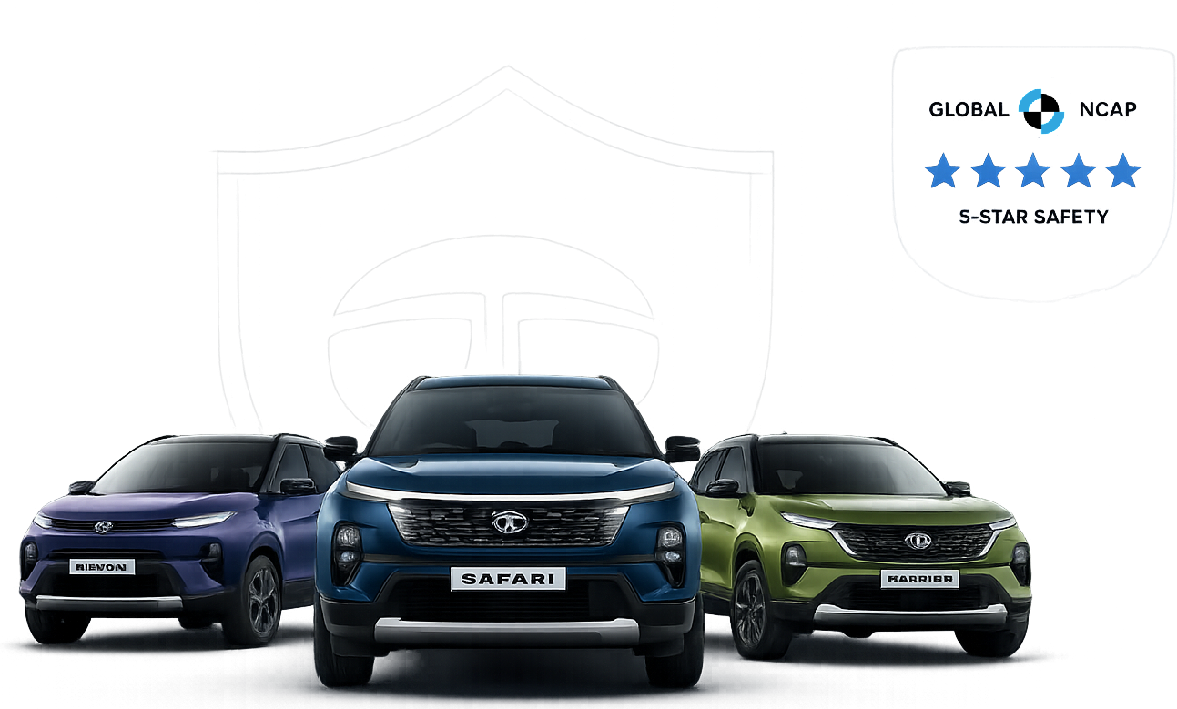 Tata Nexon, Safari and Harrier with Global NCAP 5-Star Safety badge